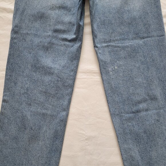 SO High Rise Baggy Straight Jeans Distressed Ripped Raw Hem Medium Wash Denim 5 - Picture 12 of 13